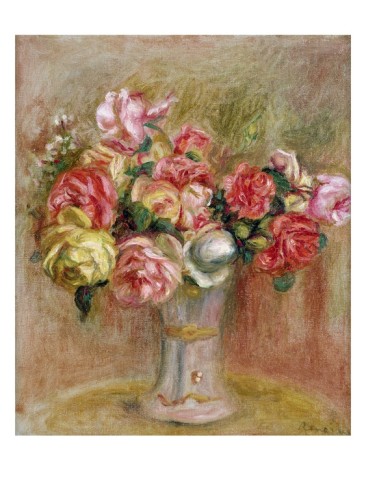 Roses in a Sevres Vase - Pierre-Auguste Renoir painting on canvas